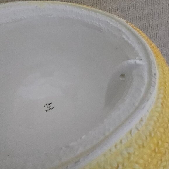 Vintage Ceramic Hat Shaped Wall or Table Yellow With Flowers Made In Italy - Picture 5 of 12